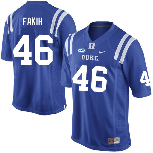 Men #46 Adam Fakih Duke Blue Devils College Football Jerseys Sale-Blue